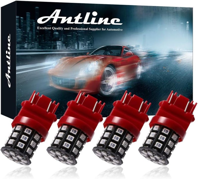 Antline 3157 3156 3057 4157 3056 LED Bulbs Brilliant Red, 12-24V Super Bright 800 Lumens Replacement for Tail Brake Lights, Turn Signal Lights, Parking Light (Pack of 4) - Image 1